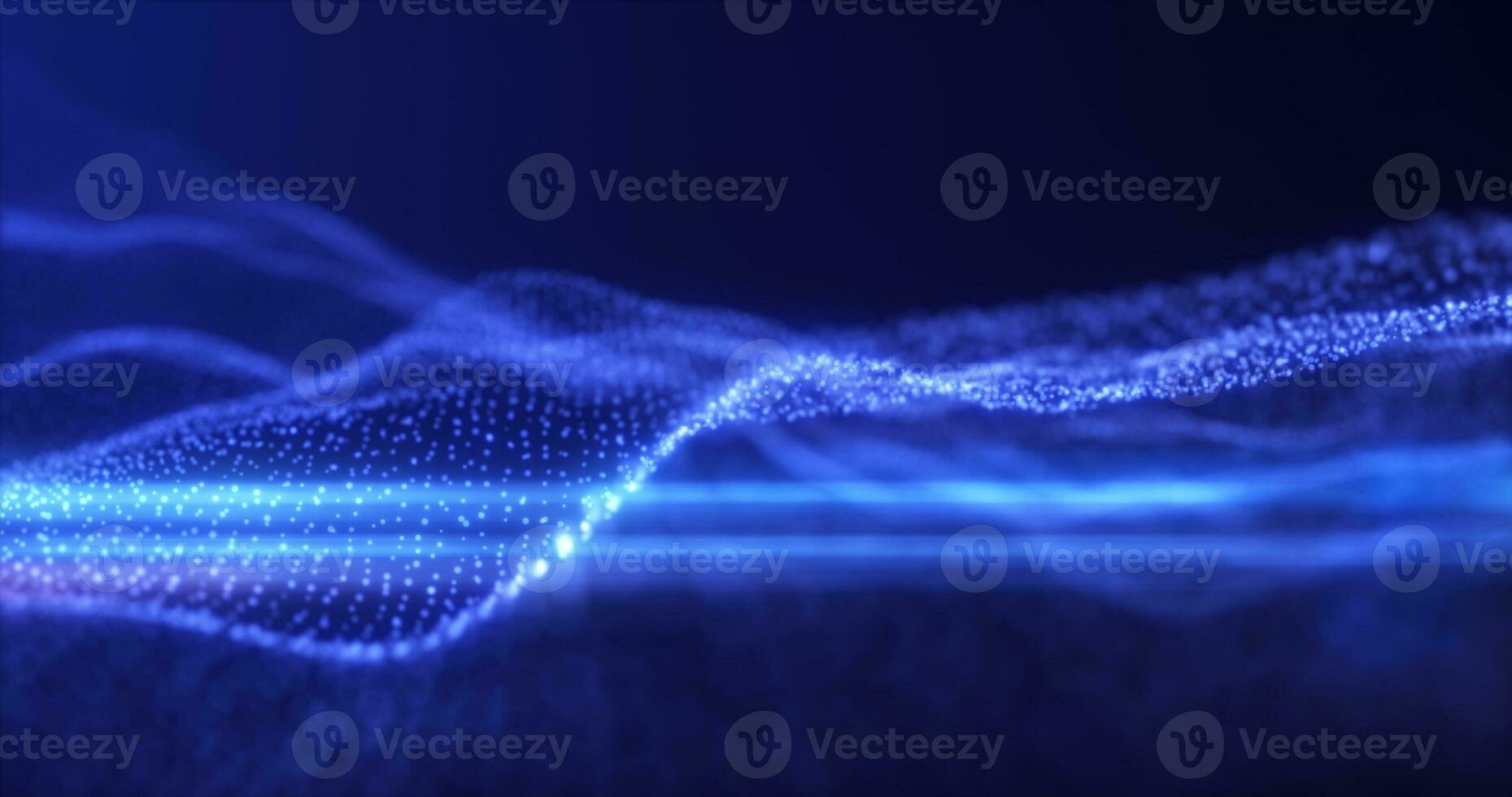 Abstract blue energy waves from particles of futuristic hi-tech glowing background photo