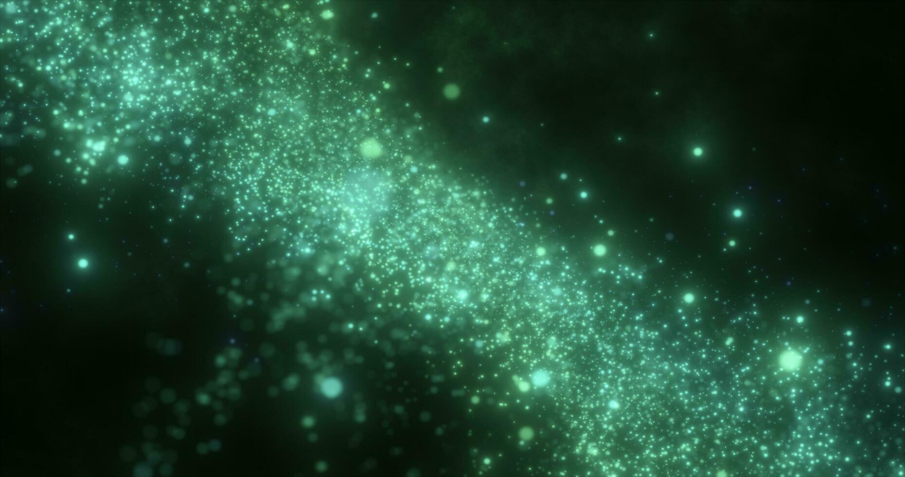 Abstract green energy magic round particles round with bokeh effect glowing background photo