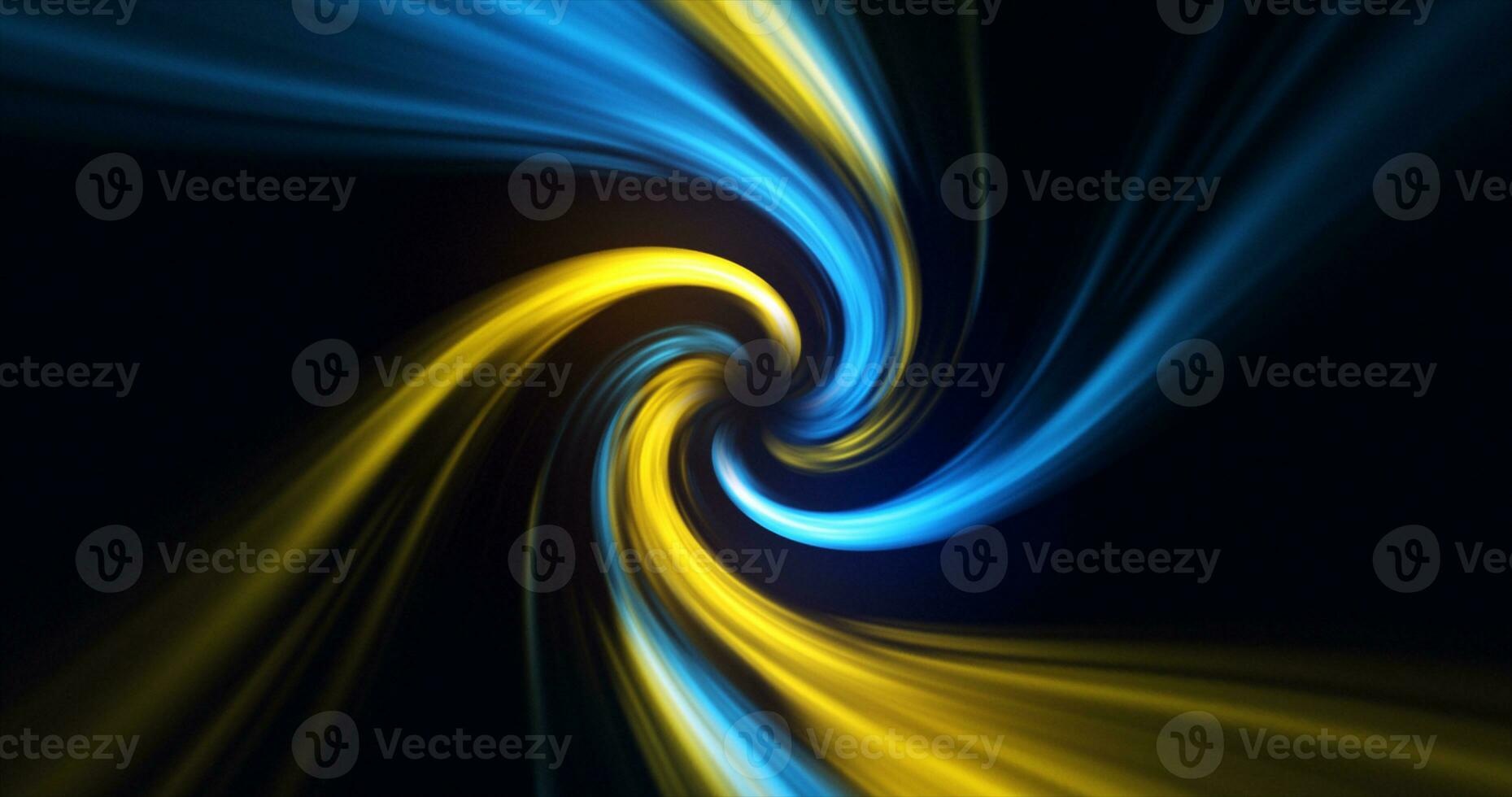 Abstract yellow blue swirl twisted abstract tunnel from lines background photo