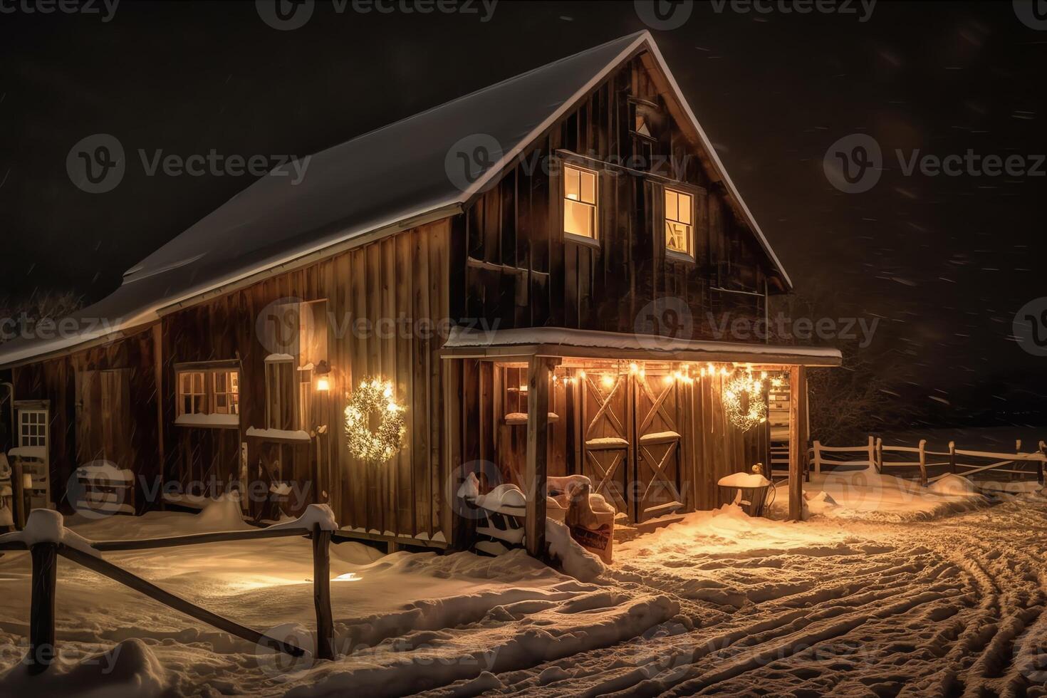 Christmas barn. AI Generated photo