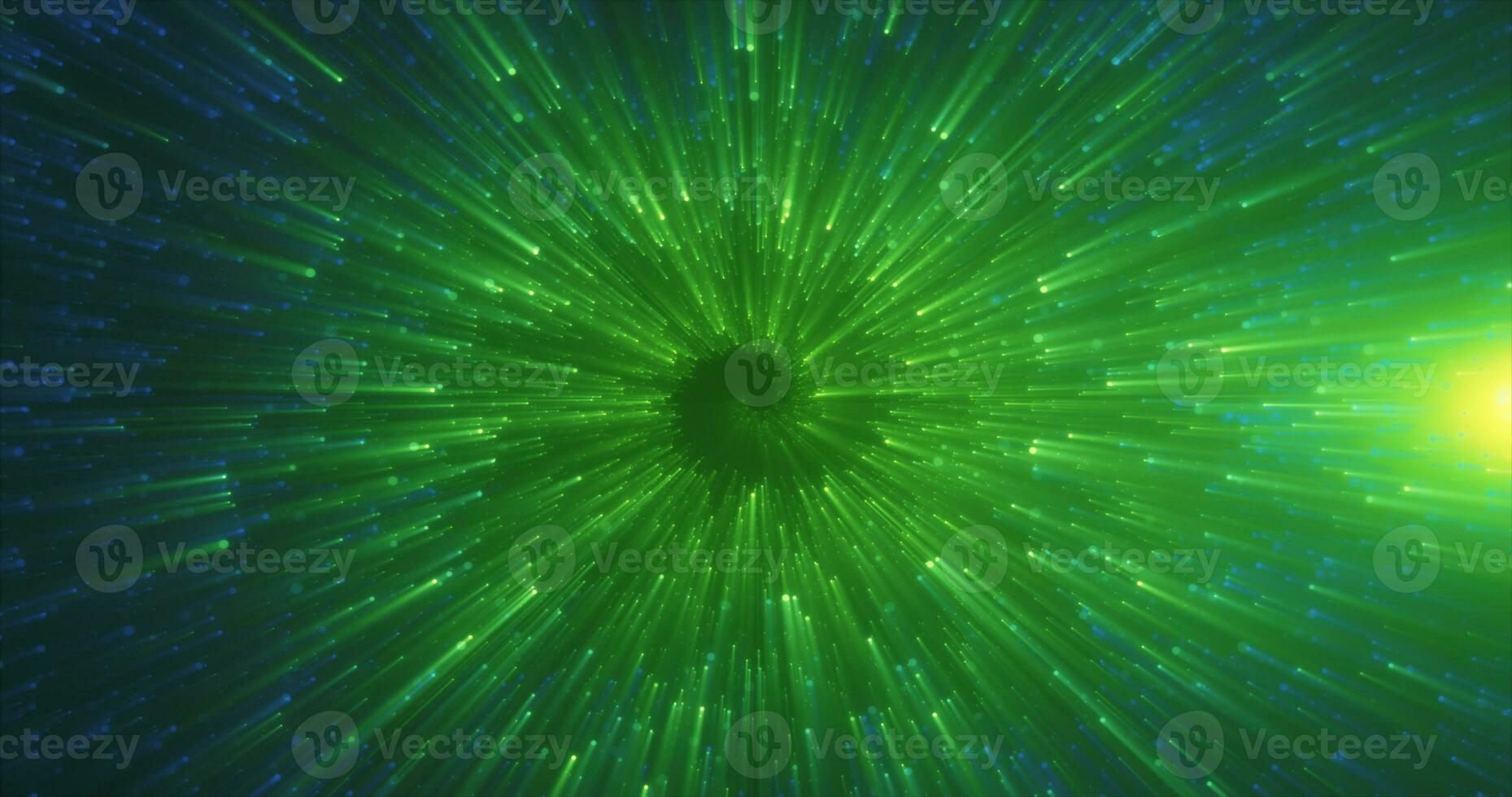 Abstract green energy magical glowing spiral swirl tunnel background with particles photo