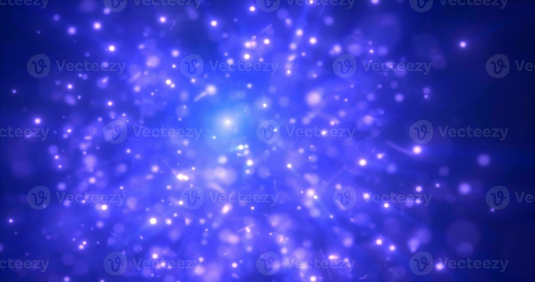 Abstract blue energy particles and dots glowing flying sparks festive with bokeh effect and blur background photo