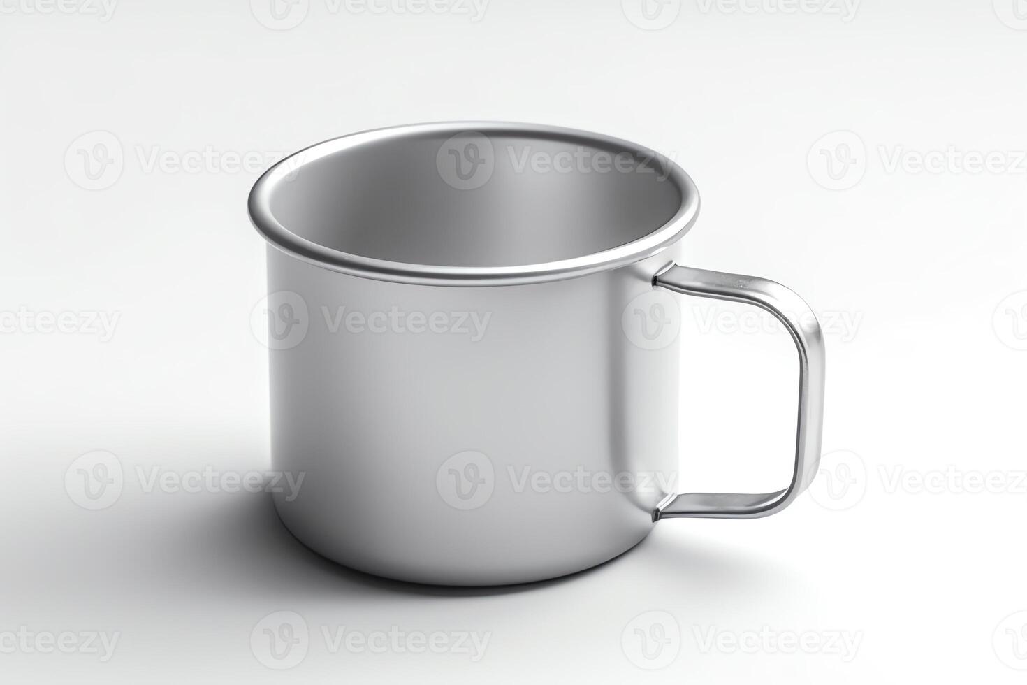 Matte enamel cup blank image isolated on white 3d rendered. photo