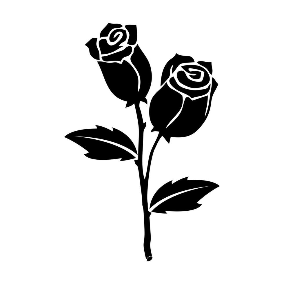 ilustración vector gráfico de negro Rosa flor en un blanco antecedentes. Perfecto para icono, símbolo, tatuaje, pantalla impresión, etc.