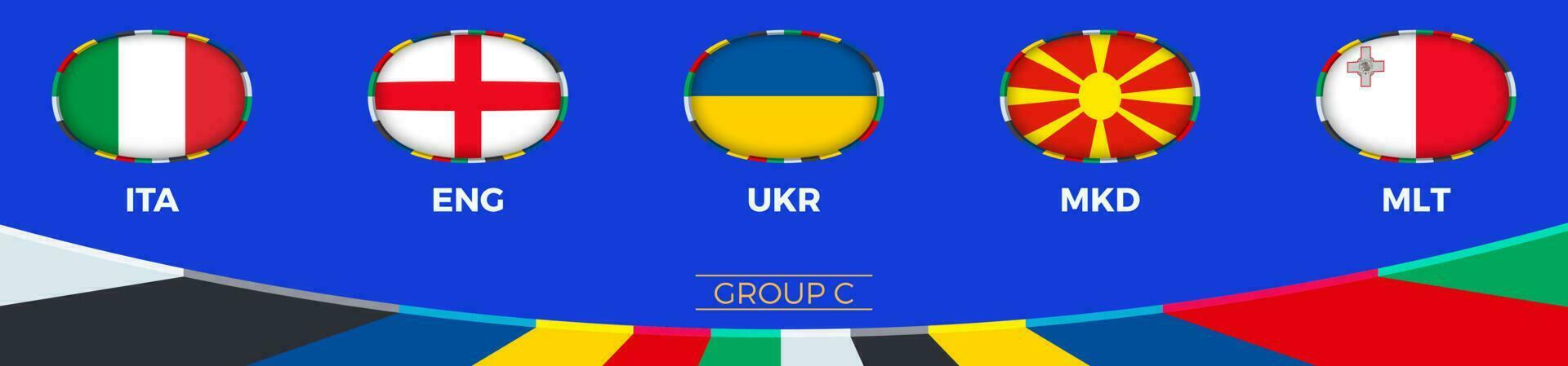 Group C qualifies for the 2024 European football tournament. vector