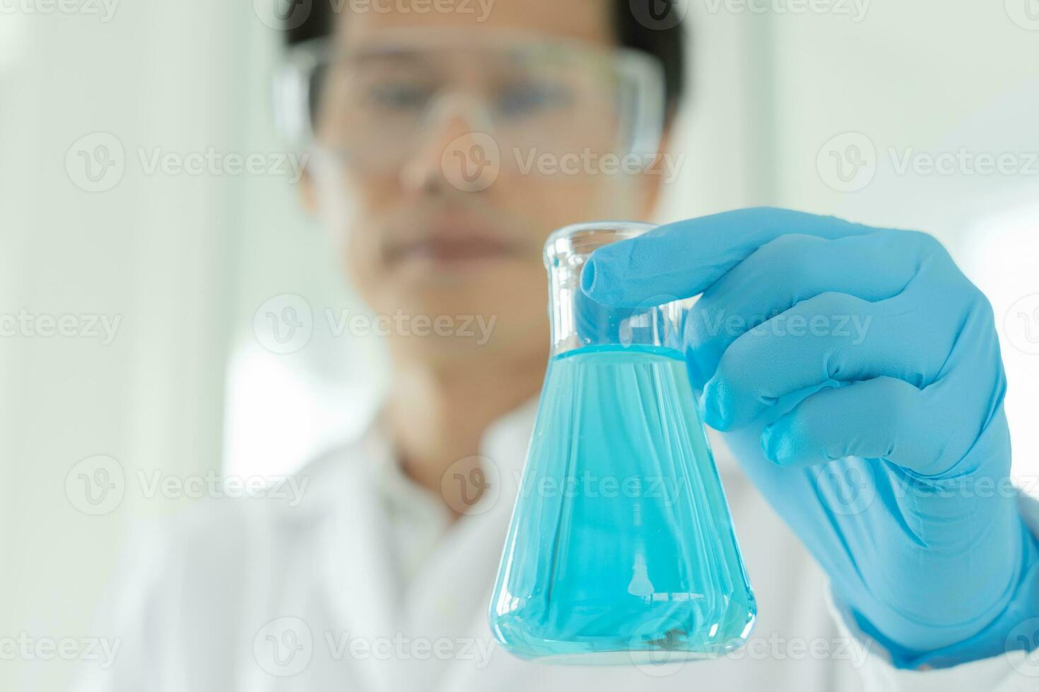 Scientist analyze biochemical sample in advanced scientific laboratory. Medical professional check chemical mix microbiological developmental of viral. Biotechnology research in science lab. cosmetic photo