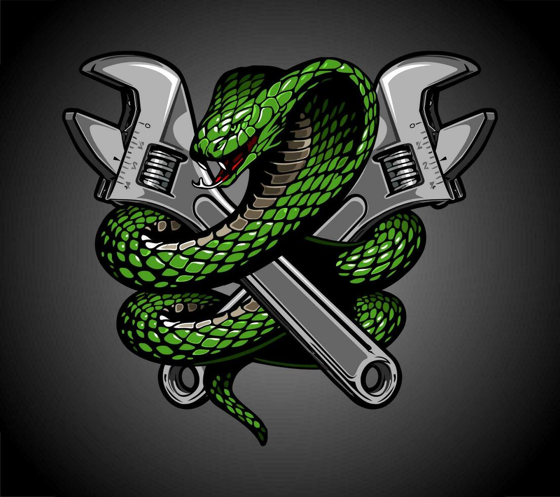 cobra snake and tools vector template