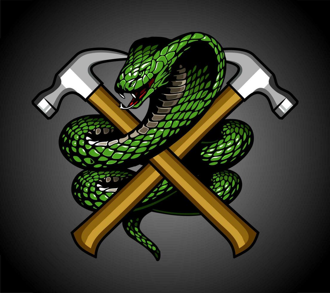 cobra snake and tools vector template