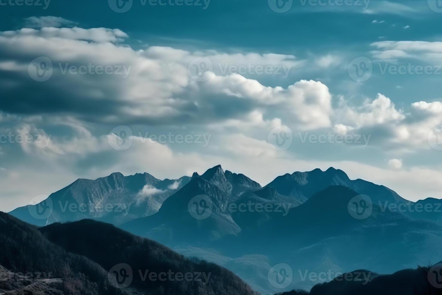 el cielo y montañas un sencillo antecedentes. ai generado foto