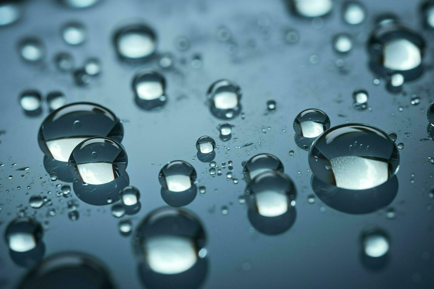 An image of several drops of water on a blue surface, in the style of detailed texture, matte photo, contemporary candy - coated, light azure and sky blue, generate ai photo