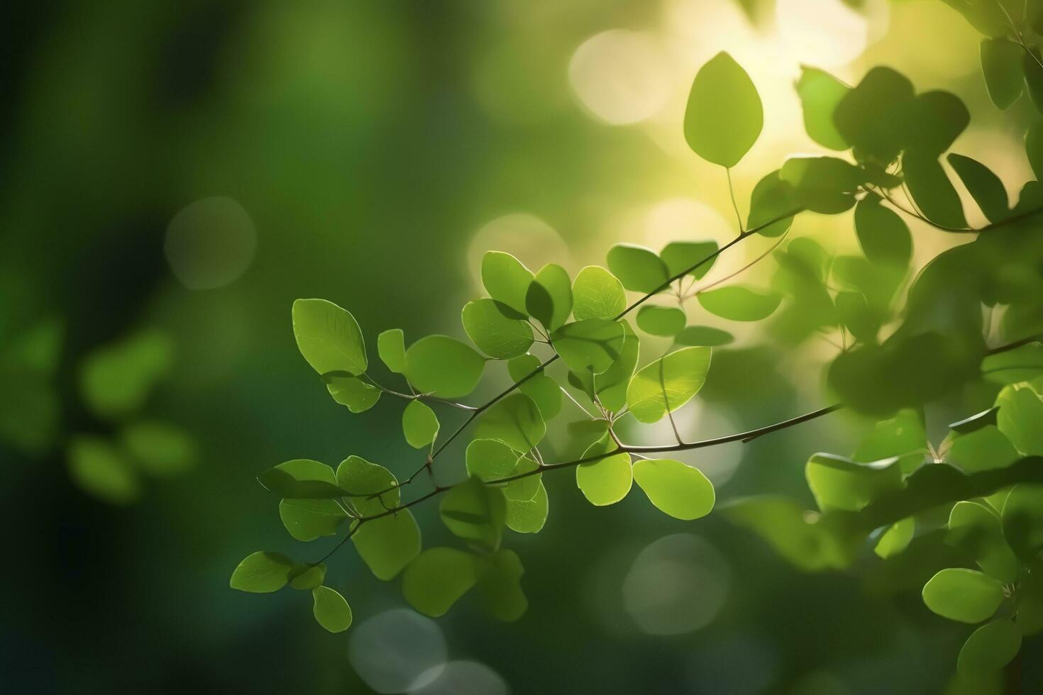 Nature of green leaf in garden at summer. Natural green leaves plants using as spring background cover page greenery environment ecology wallpaper, generate ai photo