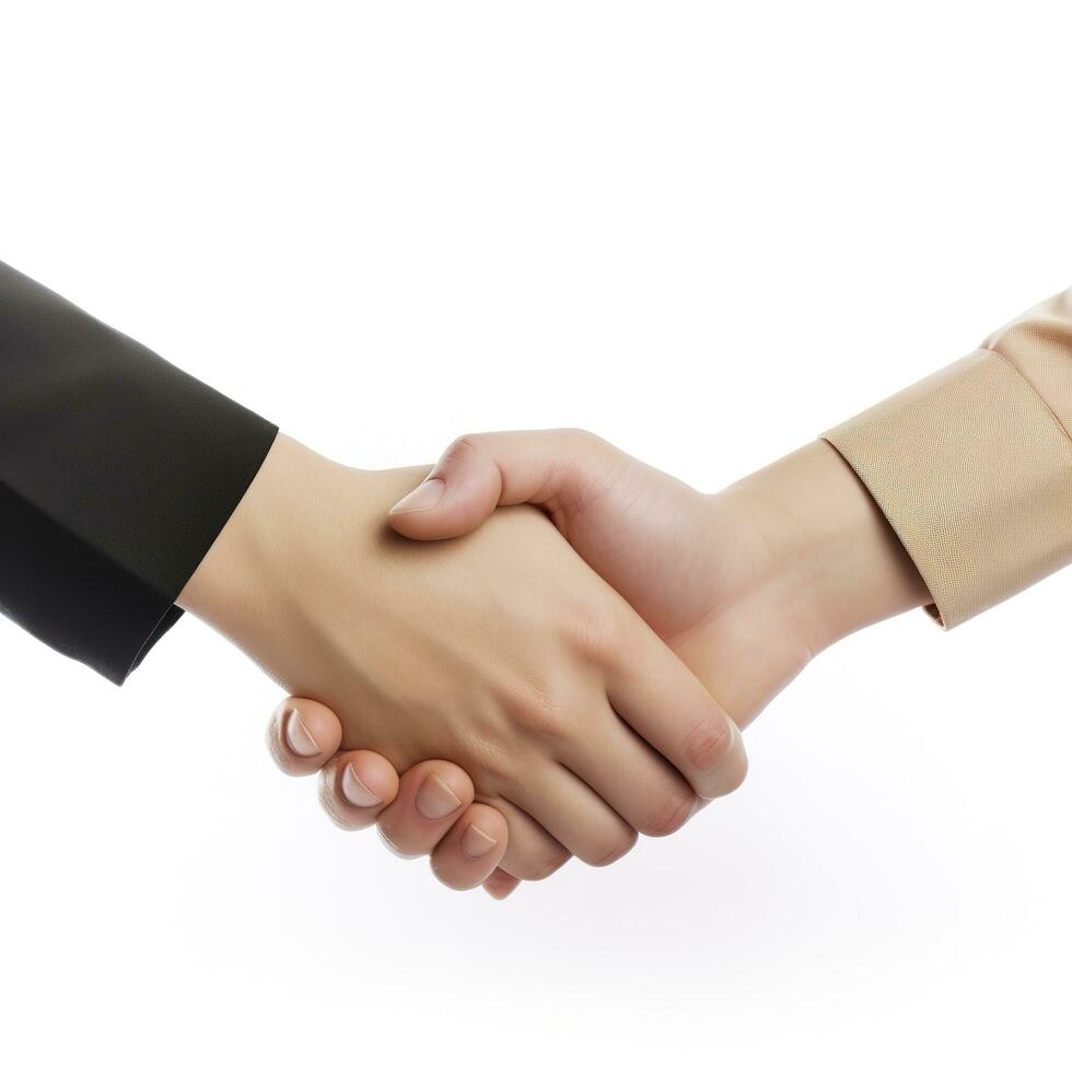 Handshake isolated on white background, generate ai photo