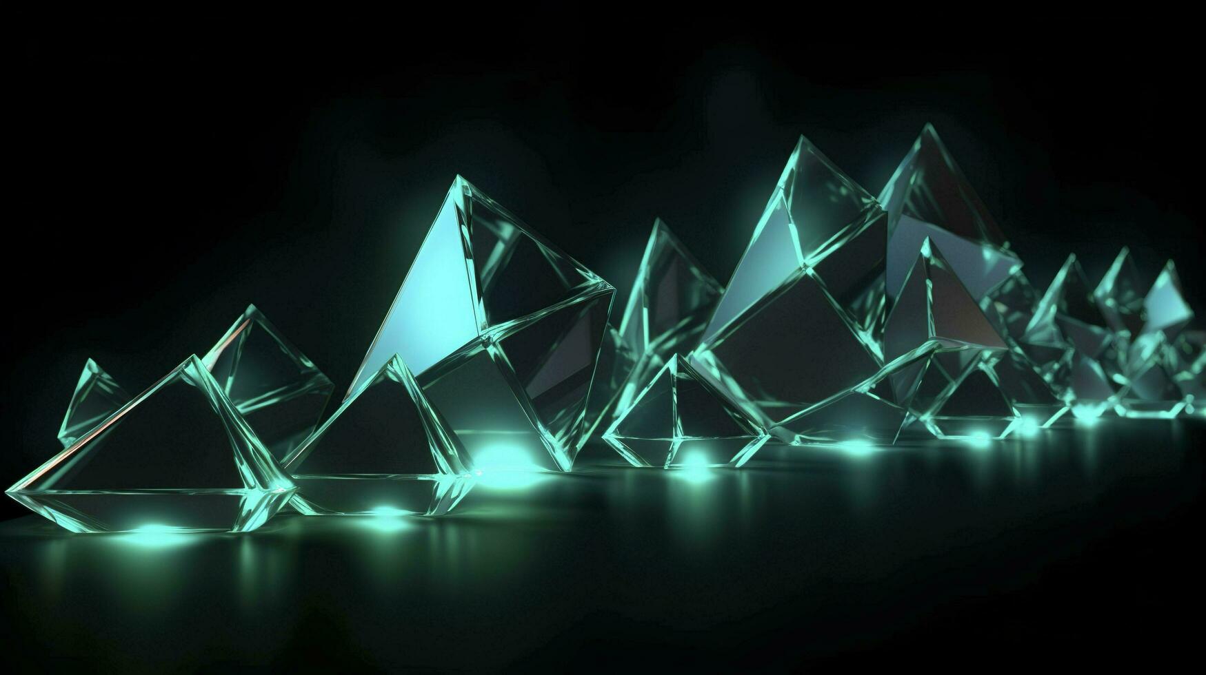 a neon light in blue glowing shape, in the style of bold geometric minimalism, quadratura, hyper-realistic water, dark emerald and light cyan, generat ai photo
