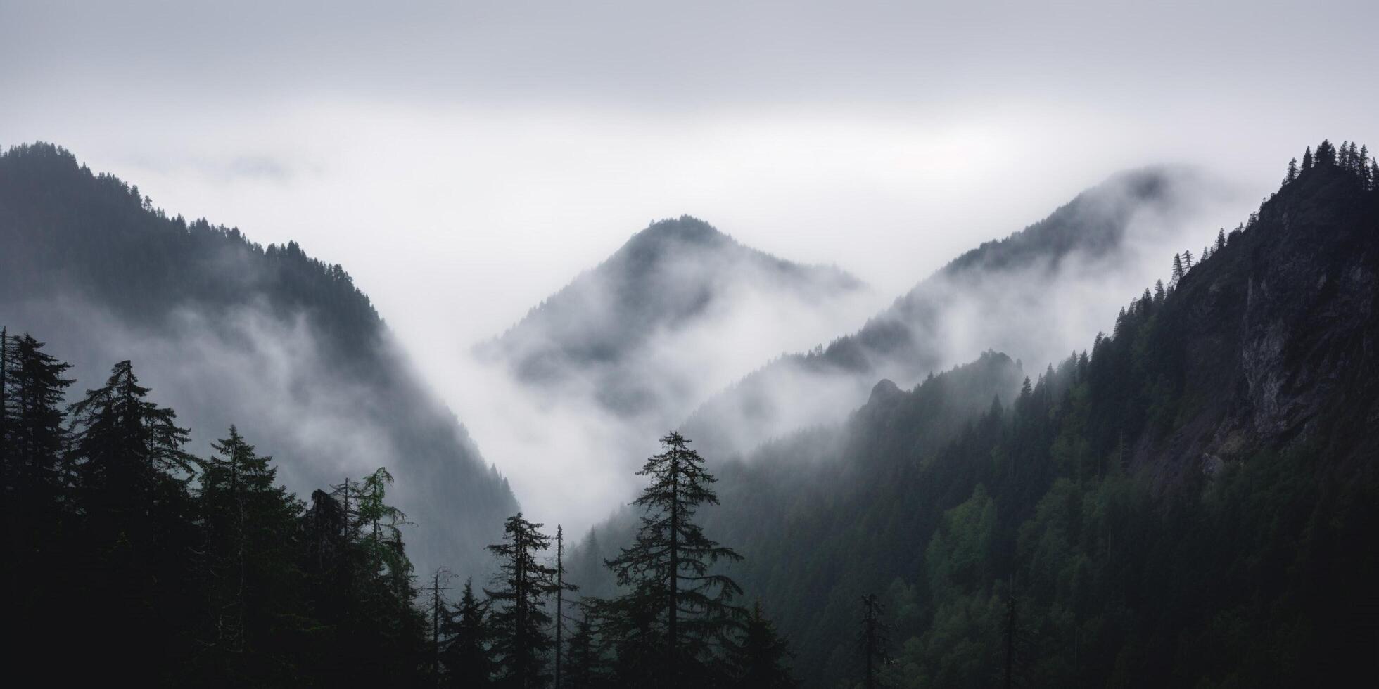 Misty mountains landscape photo