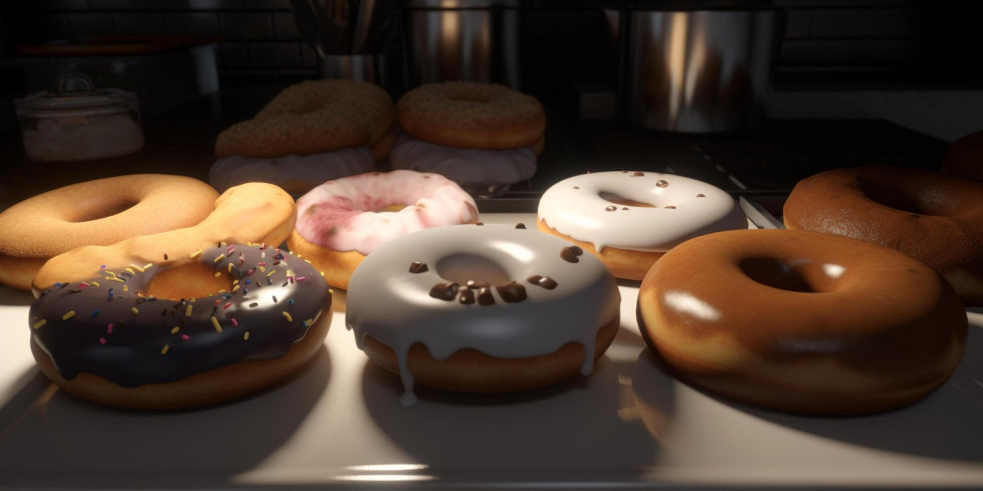 A volumetric lighting bring doughnuts photo