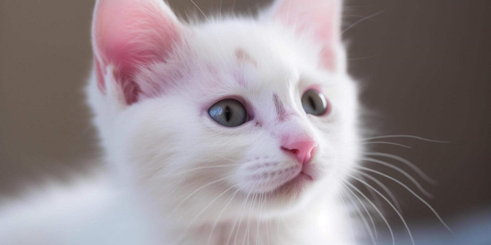 un gatito con un rosado nariz ai generado foto