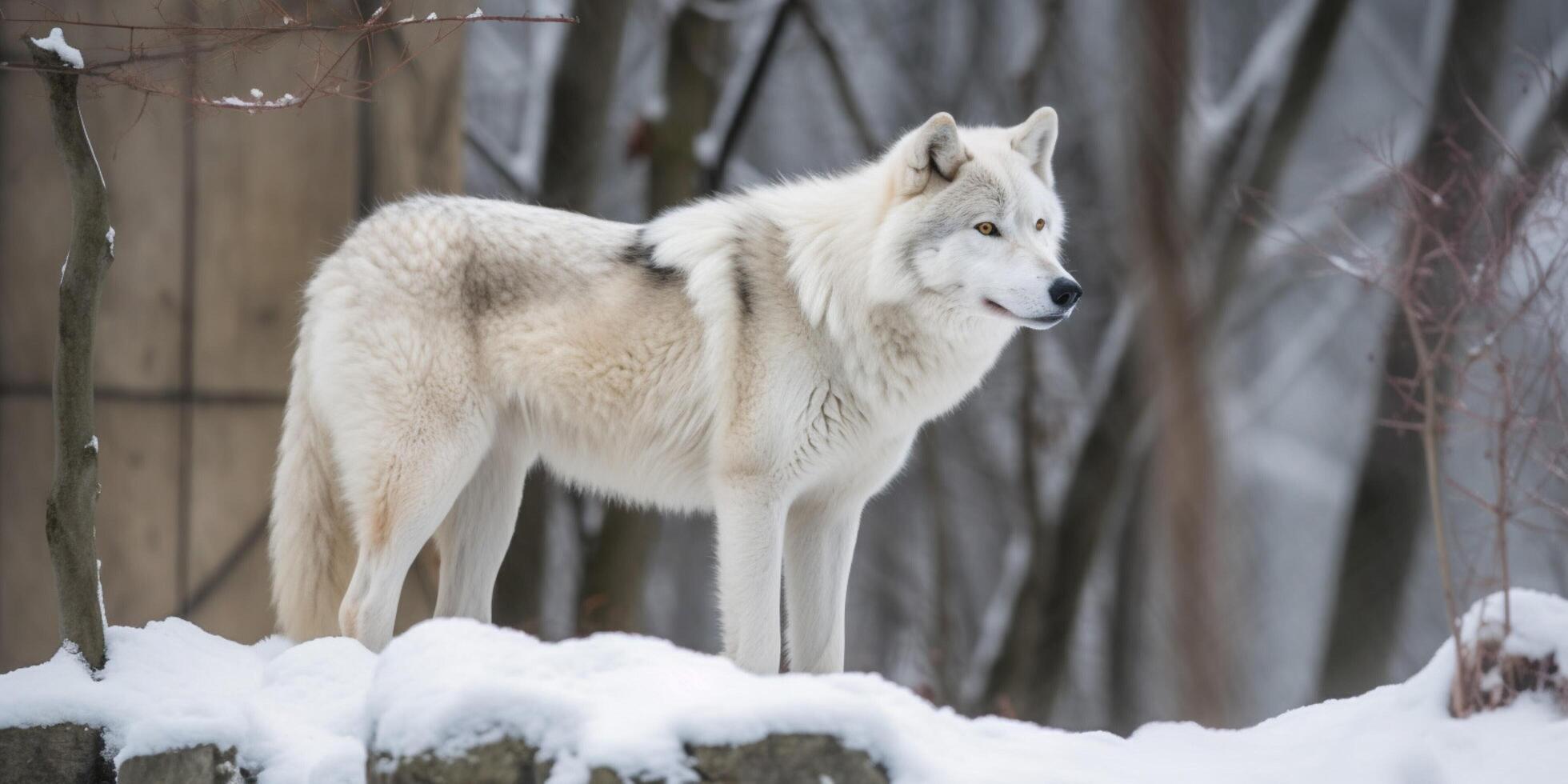 A white wolf in the snow photo