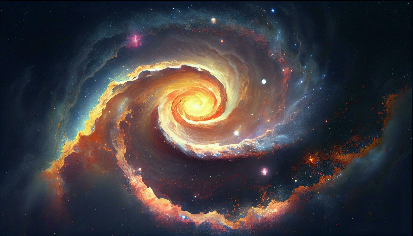 A view from space to a spiral galaxy and stars. Universe filled with stars, nebula and galaxy,. Elements of this image furnished by NASA, generat ai photo