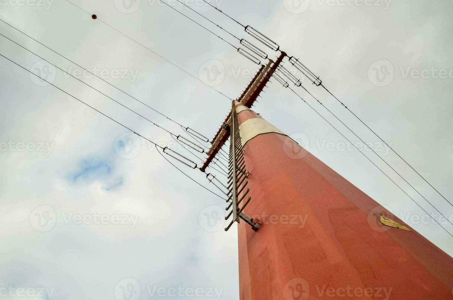 Close up of electricity poles photo