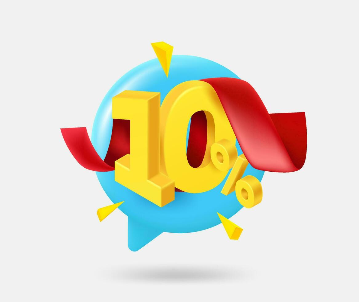 habla nube con 10 por ciento descuento oferta. 3d vector aislado ilustración