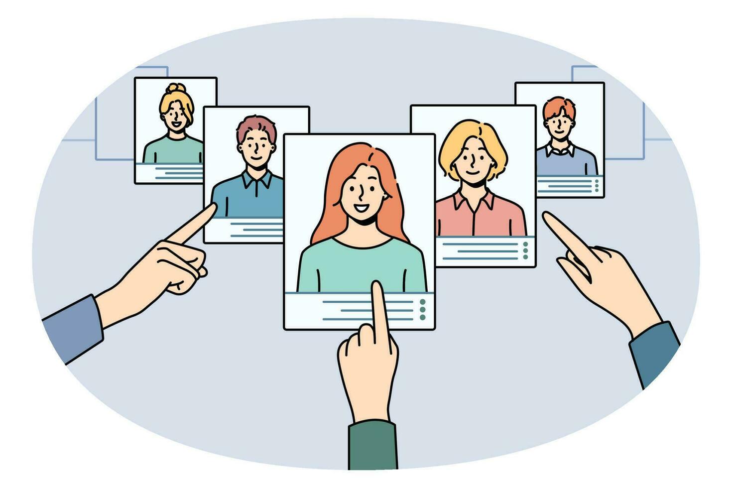 Hands choose CV of potential employees in company vector