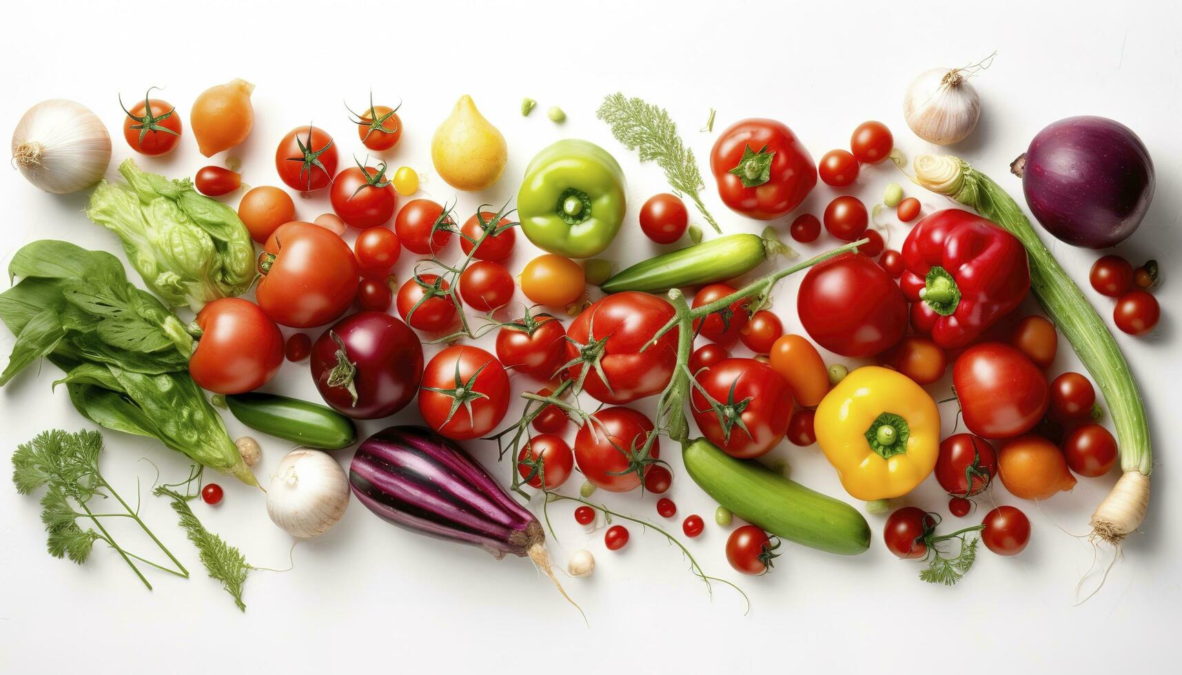 Fresh vegetables on white background. Healthy food concept, generate ai photo