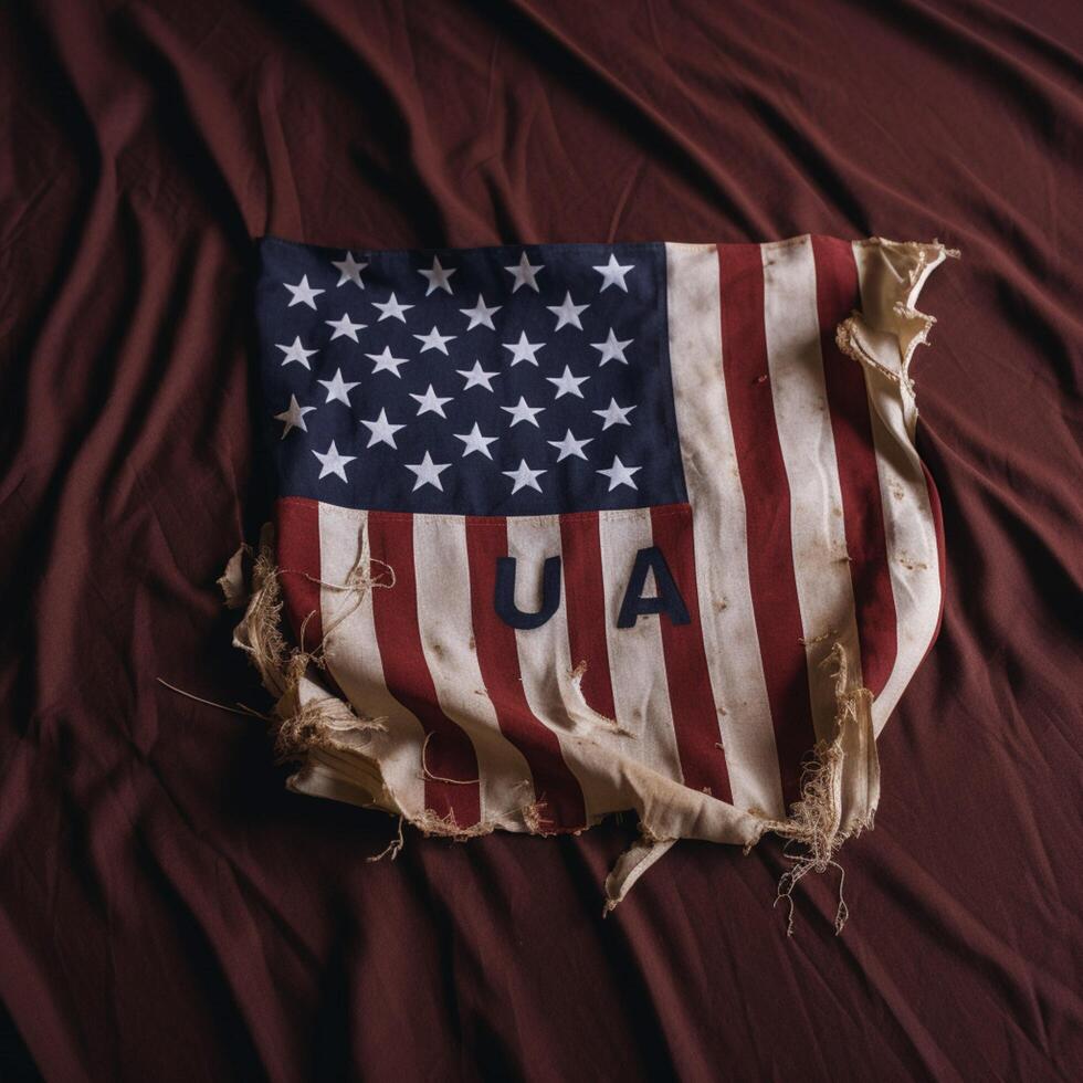 A torn american flag photo