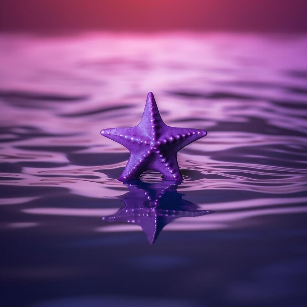 A star on the water with purple background photo