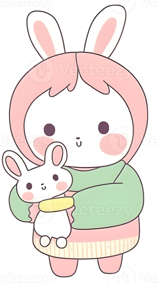 mama konijn en baby png
