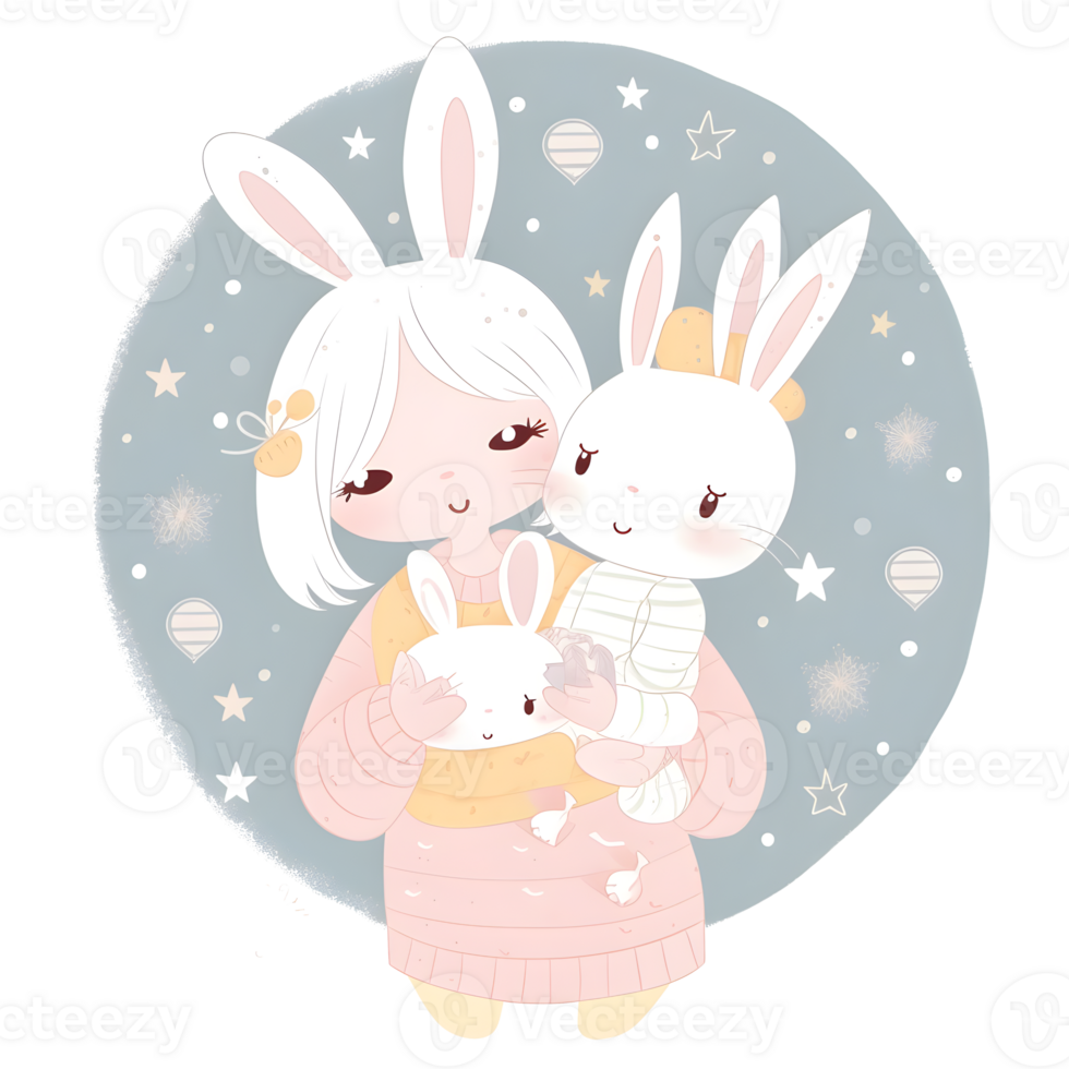 Mama Rabit and baby png