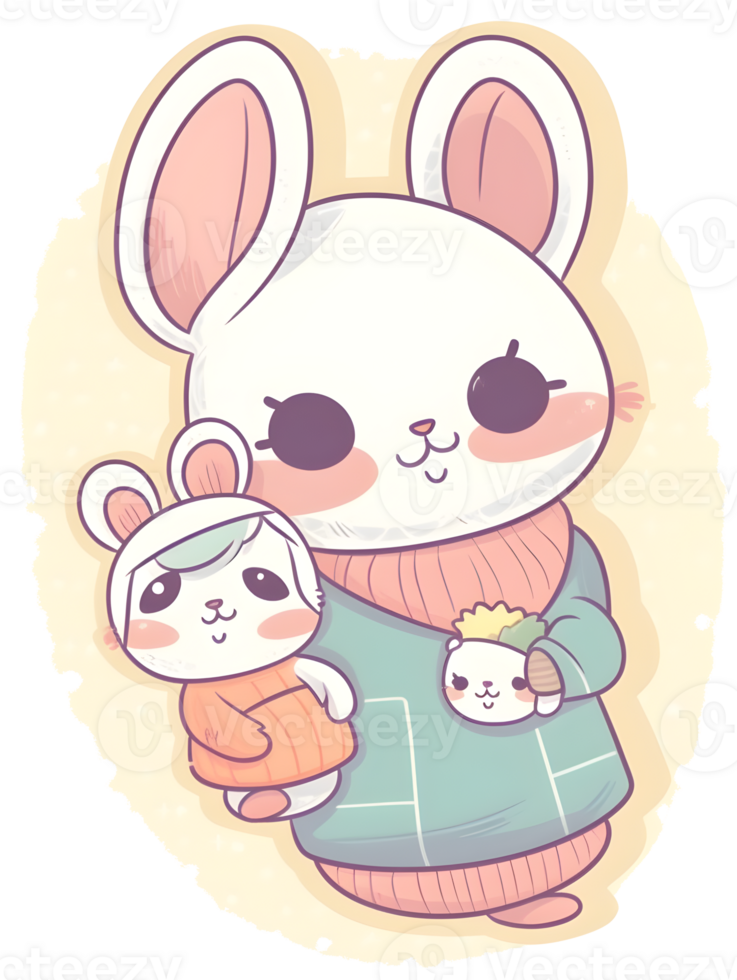 mamá conejo y bebé pintura png