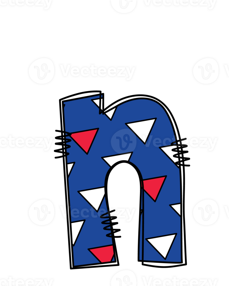 Patriotic alphabet doodle letter clipart illustration png