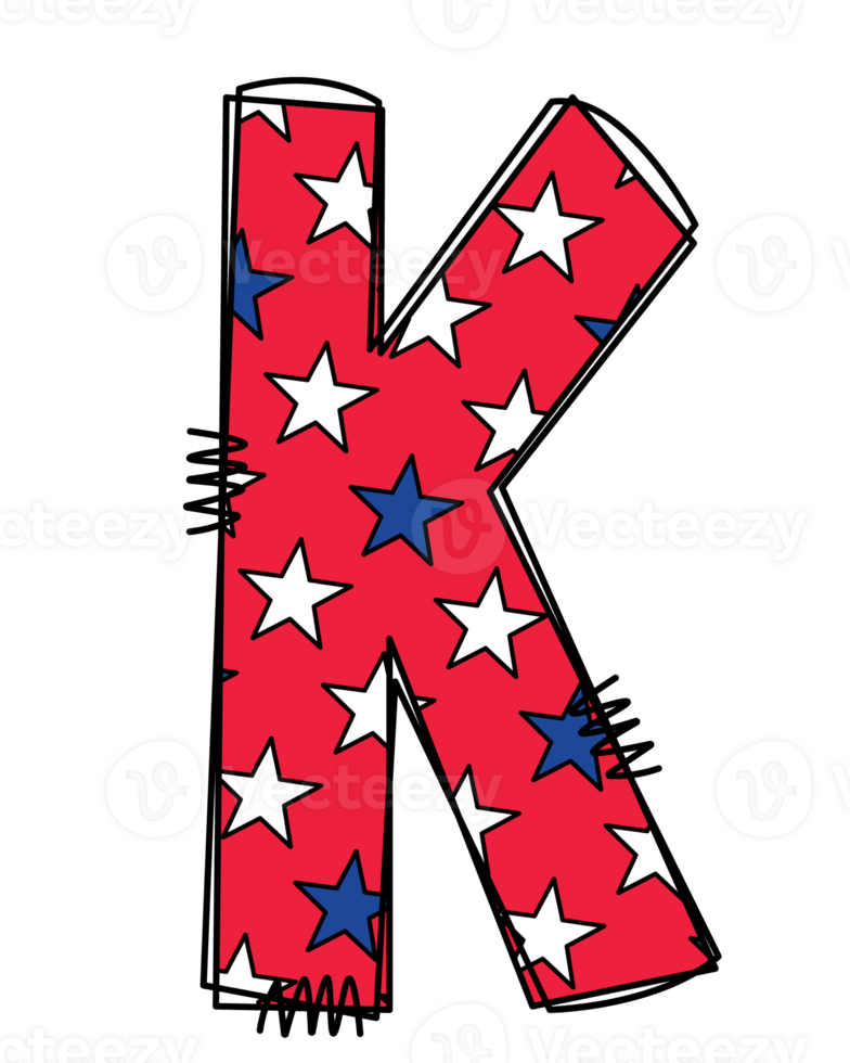 patriótico alfabeto garabatear letra clipart ilustración png