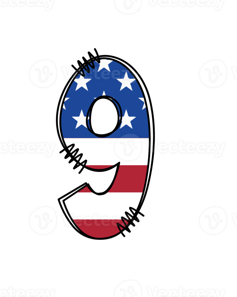 Patriotic alphabet doodle letter clipart illustration png