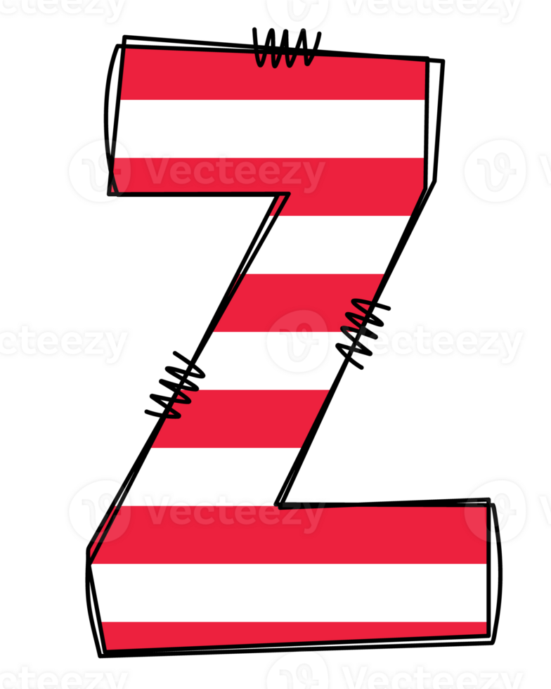 Patriotic alphabet doodle letter clipart illustration png