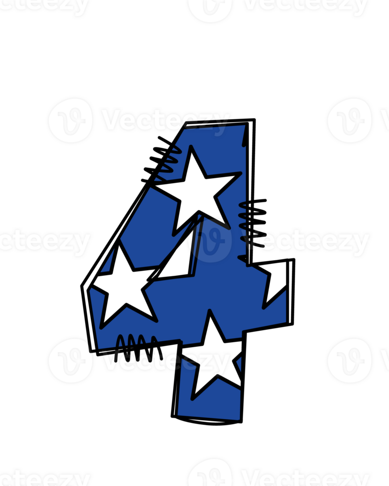 Patriotic alphabet doodle letter clipart illustration png