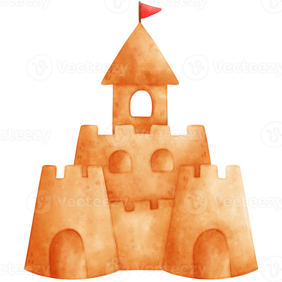 Sandcastle Watercolor Illustration, Beach, Summer Illustration png
