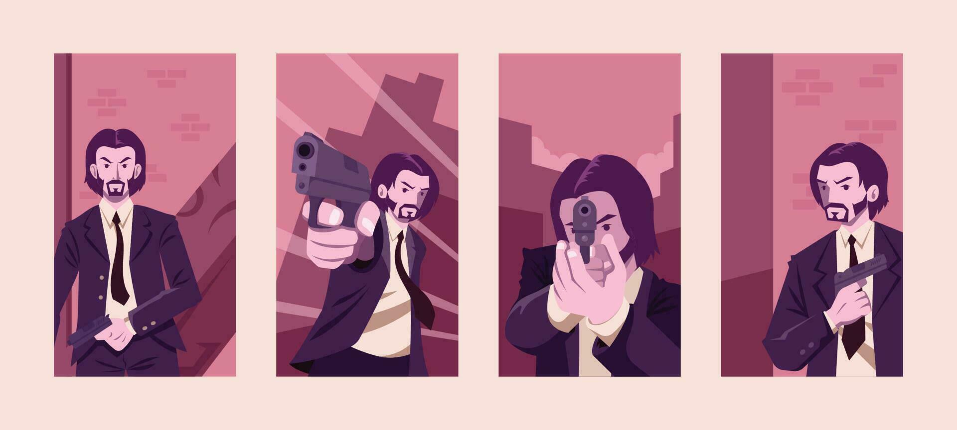 Man in Suit in Action Social Media Story vector