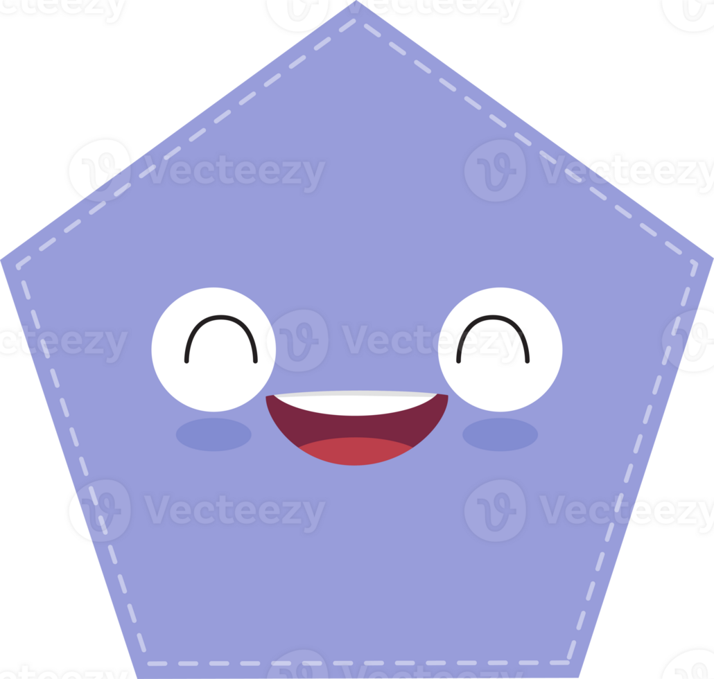 schattig Purper Pentagon vorm met glimlachen gezicht vlak icoon PNG