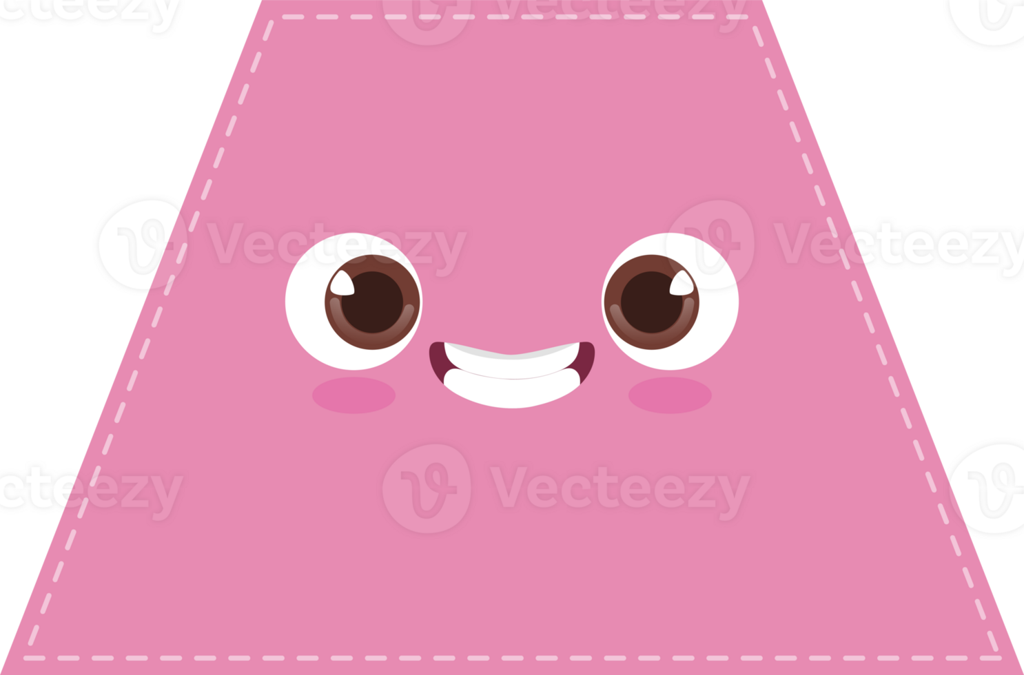 Cute pink trapezoid shape with smiling face flat icon PNG