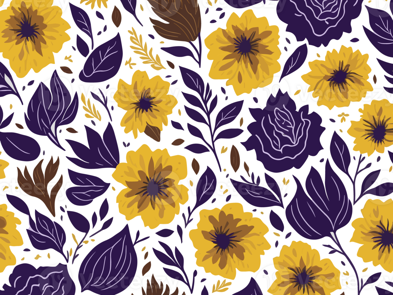 Flower pattern design illustration. Beautiful elegant floral pattern art for print, wallpaper, decoration. png