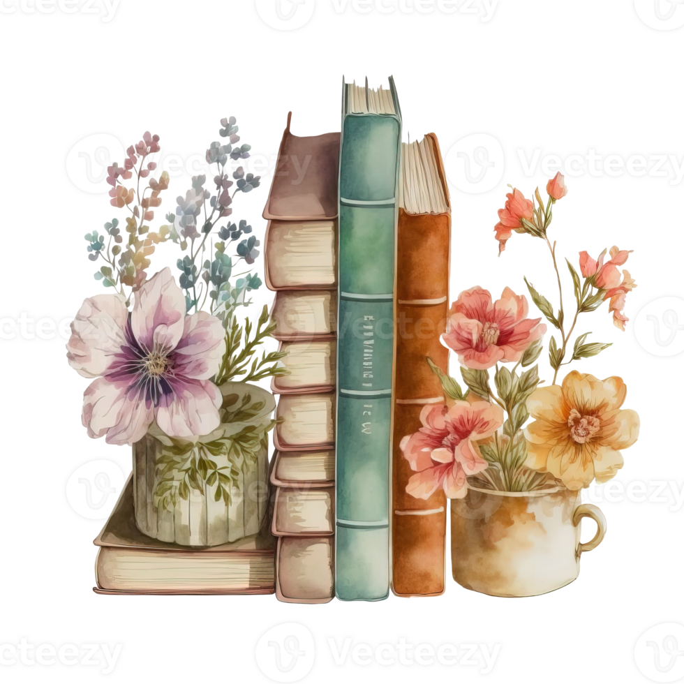 Free Flower Book Watercolor ai generative 23390586 PNG with Transparent