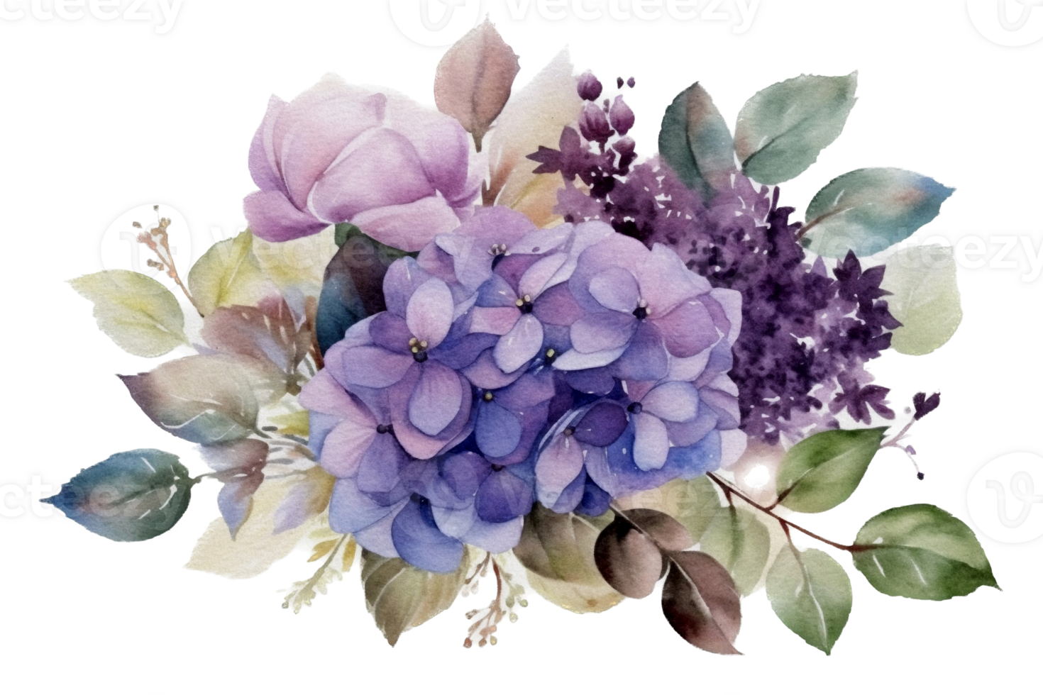 Beautiful flower with leaf watercolor AI Generate png