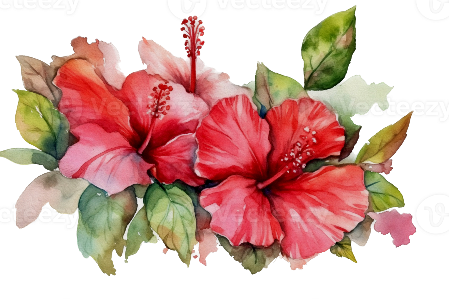 Beautiful flower with leaf watercolor AI Generate png