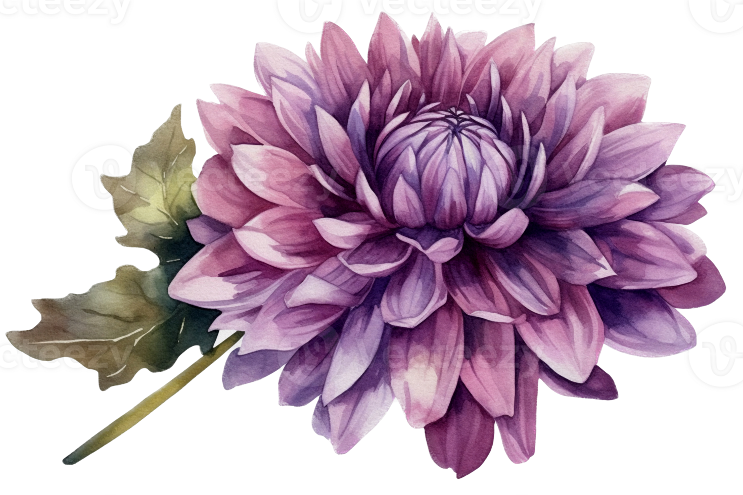 Beautiful flower with leaf watercolor AI Generate png
