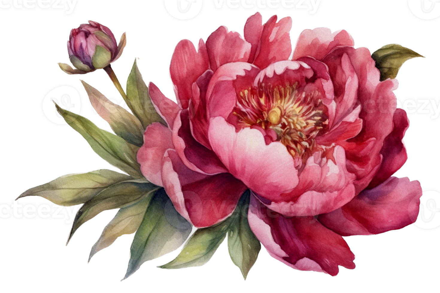 Beautiful flower with leaf watercolor AI Generate png