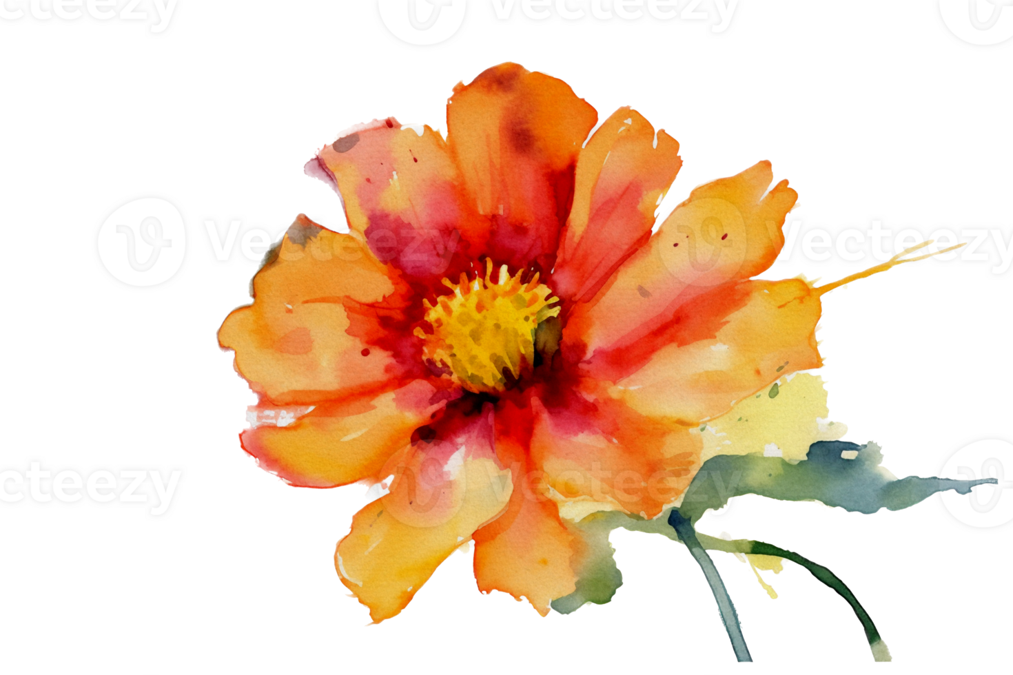 Flower with leaf watercolor AI Generate png