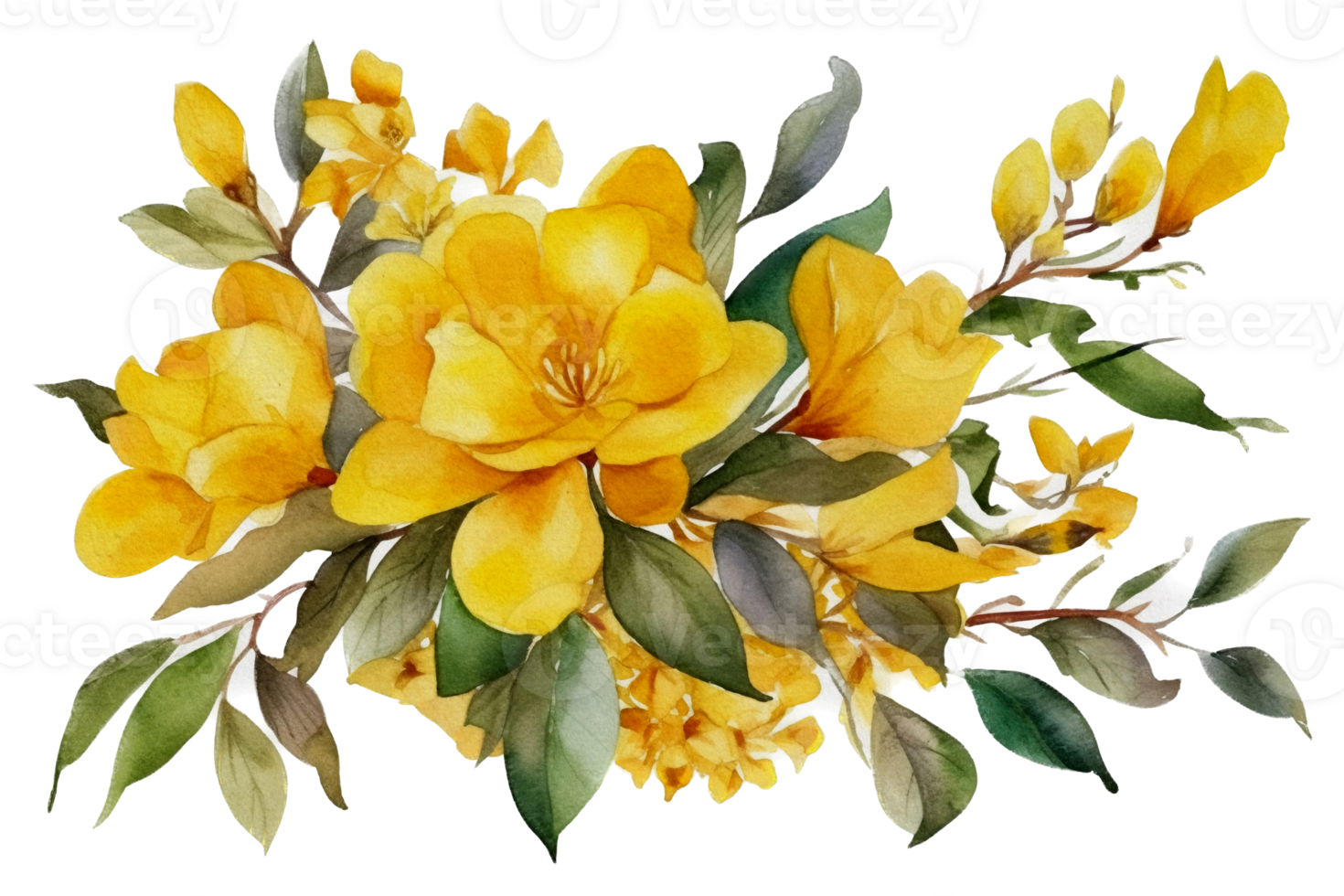 Flower with leaf watercolor AI Generate png