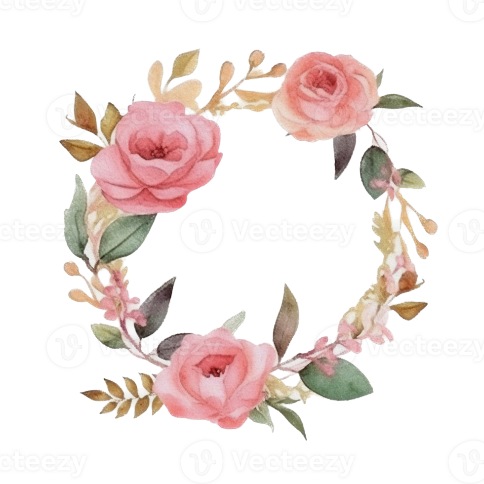 Beautiful flower wreath watercolor ai generate png
