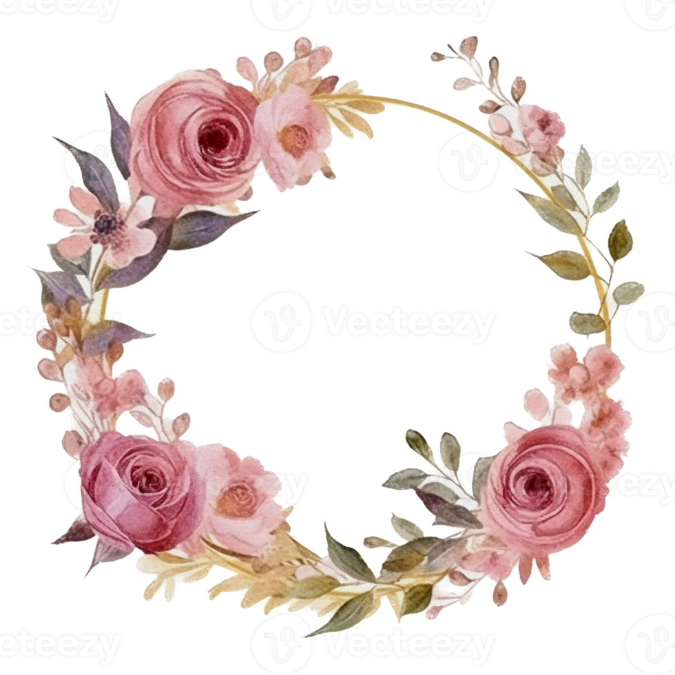 Beautiful flower wreath watercolor ai generate png